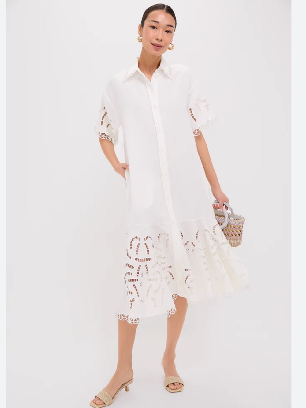 MAGASCHONI 🔥 Embroidered Details  Shirt Dress